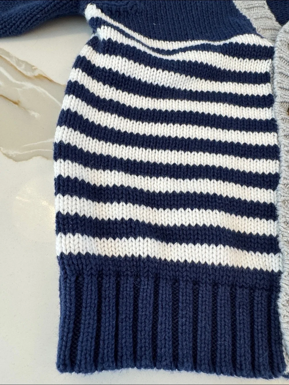 Carter's Navy, White & Gray Striped Knit Cardigan